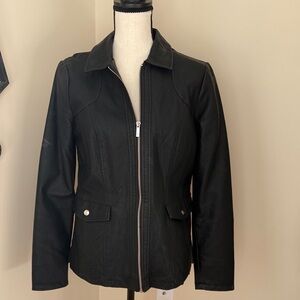 Dennis Basso Black Leather Jacket size small
